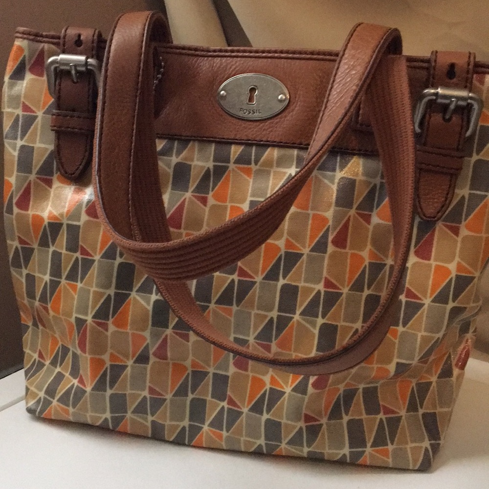 Fossil coated fabric purse